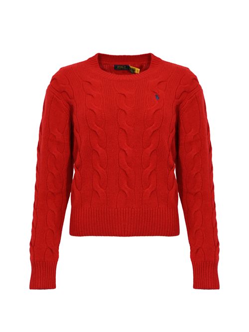 Maglione a trecce in misto lana e cachemire Red POLO RALPH LAUREN | 211A91216010